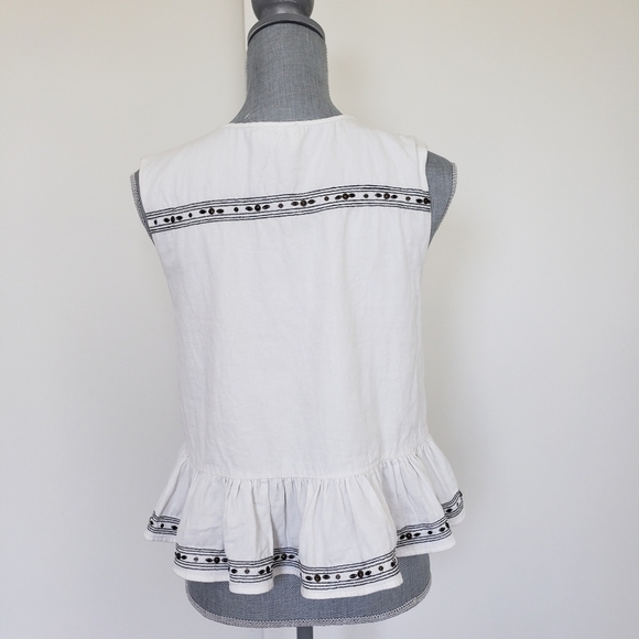 Anthropologie Embroidered Peplum Tank FLANNEL size Small - Picture 7 of 15